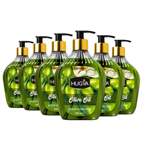 Hugva 500ml Premium Hand Wash Liquid, Olive Oil, Special Formula Pack of 6 Image