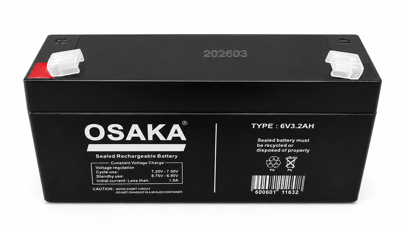 OSAKA 6V 3.2Ah Maintenance-Free SLA Rechargeable Backup Battery