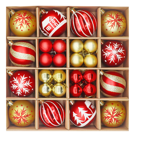 6cm Christmas Baubles - 44-Piece Gold &amp; Red Set