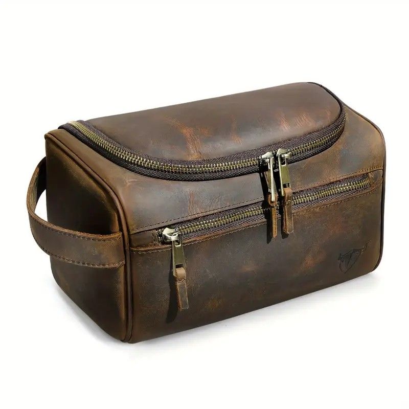 Toiletry bag - Genuine leather / Dark Brown - 7 Litre capacity