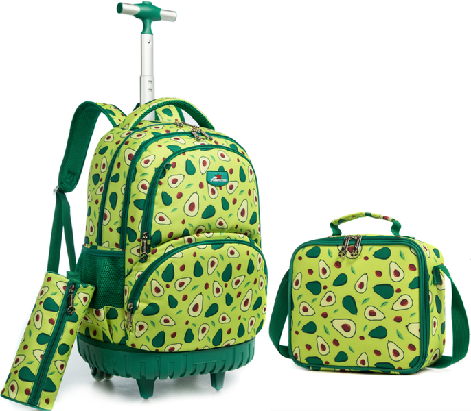 3 Piece Trolley Backpack Set With Lunch Bag and Pencil Case