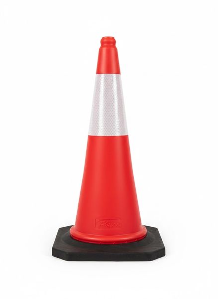 2 Pack 750mm Passion PVC Reflective Traffic Cones with Black Rubber Base