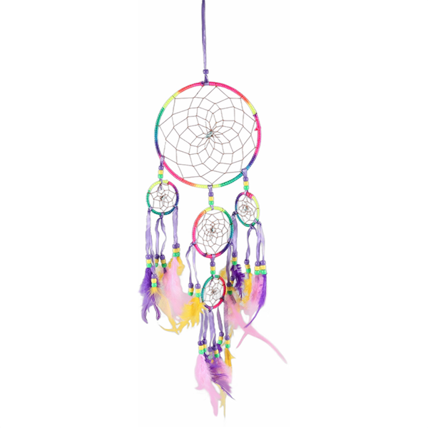 Dream Catcher Wall Hanging Decoration Colorful Feather Five Rings