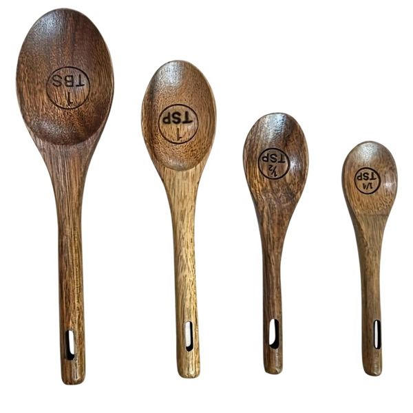 Baking Wood Measuring Spoon 4-Piece Set, Seasoning Coffee Wooden Spoon