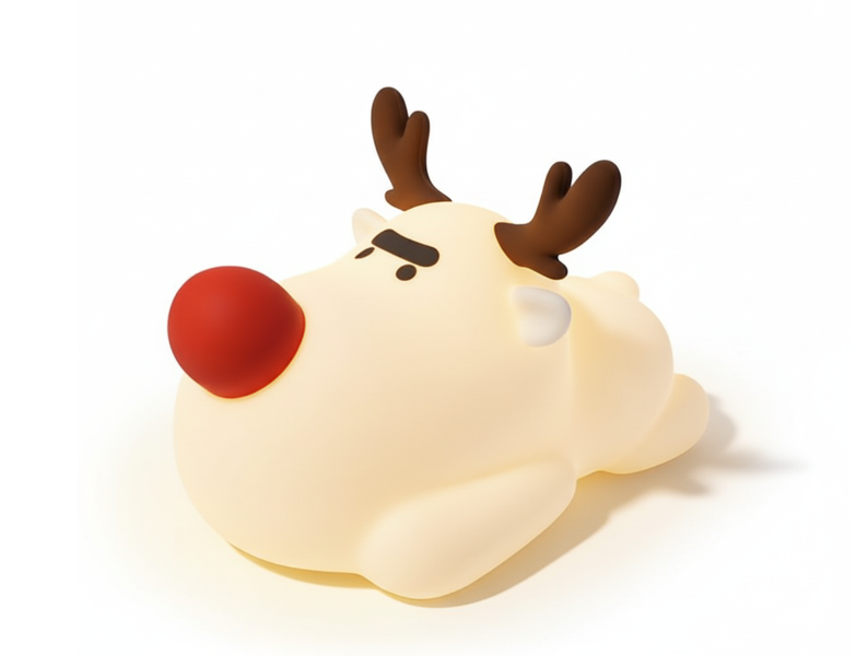 Food-Grade Silicone Dimmable Christmas Reindeer Night Light Multiple Colors
