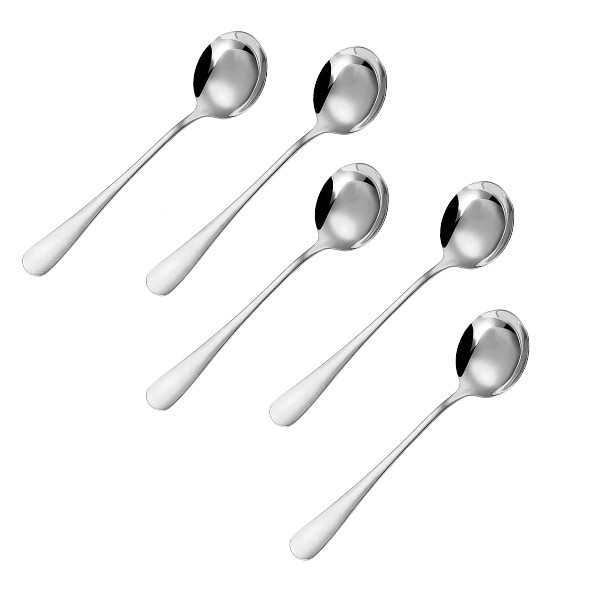 5-Piece Stainless Steel Multi-Purpose Soup Spoons - Silver