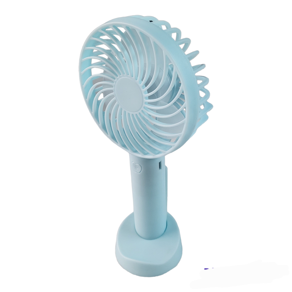 Mini Rechargeable Handheld Fan with Stand - Blue