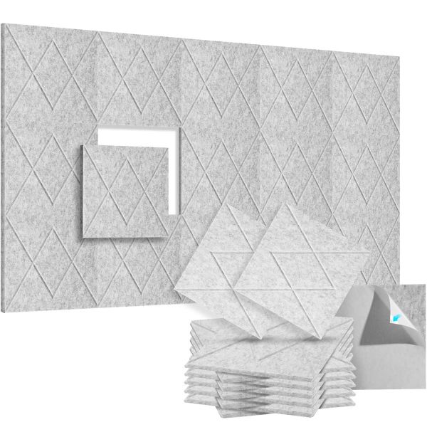 12 Pack Grey Acoustic Foam Panels, Self Adhesive Soundproof Wall Panels