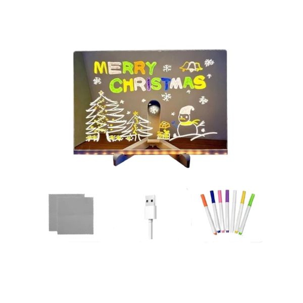 LED Light-Up Drawing Board for Kids Color Changing Message Board with Stand