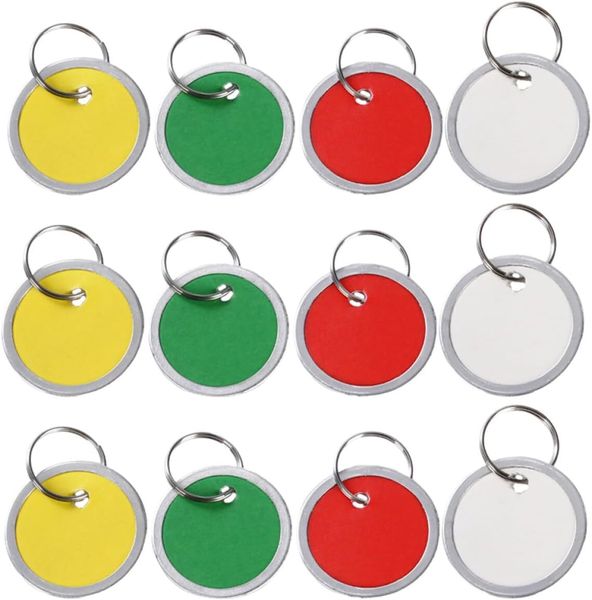 Round Colorful Key Tags with Rings, Writable Multi-Function Luggage
