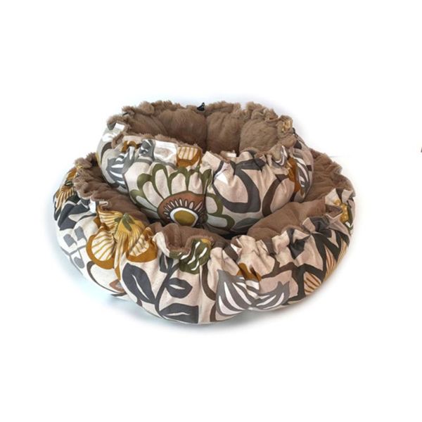 Luxury Rose Bed - Floral with Brown Fur