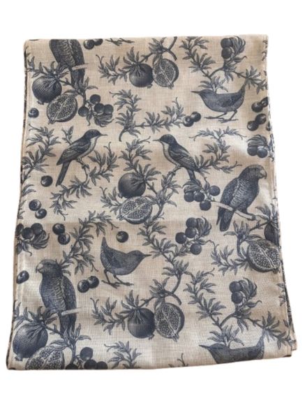 The Cushionary Blue Polycotton Fruit &amp; Vegetables Table Runner