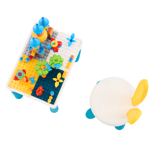 Block Toys and Table,Building Blocks Table Chair Set for Age 3+