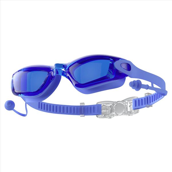 Blue Integrated Earplugs Swimming Goggles for Men and Women