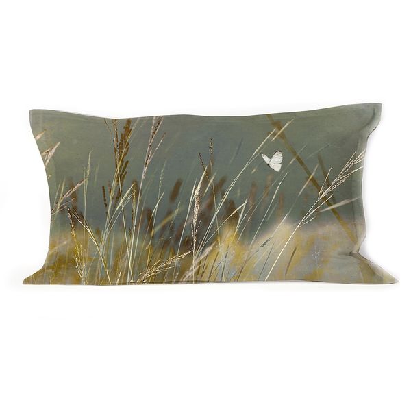 Linen Grassland Cushion with Feather Inner - Autumn