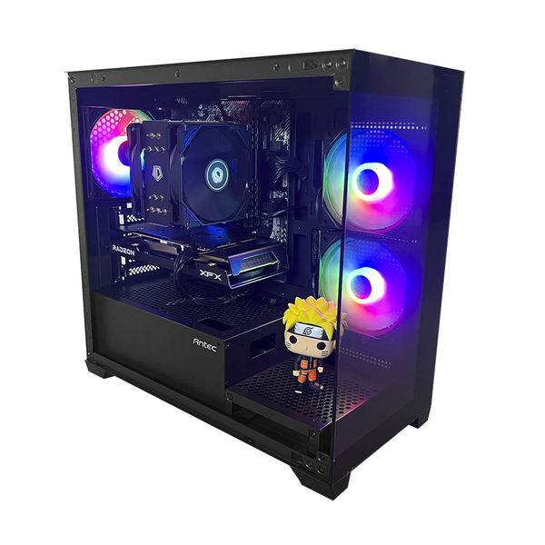 PC Style AMD Ryzen 5 + AMD RX 6600 Windows 11 Custom Gaming PC Black
