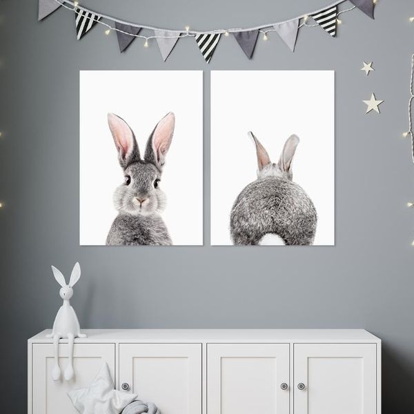 Grey Bunny - A2 - Canvases - 3.5cm -Set Of 2