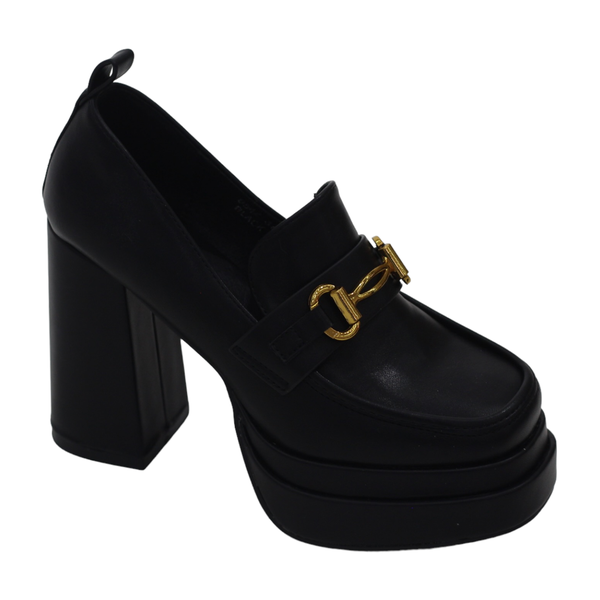 Lamara Paris Ohio Platform Block High Heel With Trim Black