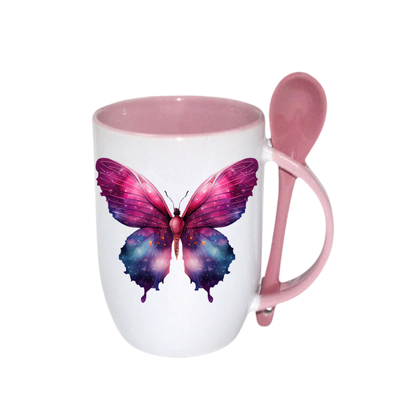 Pink and Blue Butterfly Printed Coffee Mug