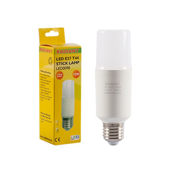 Radiant - Stick Lamp Frosted T44 E27 LED 12w 5000K