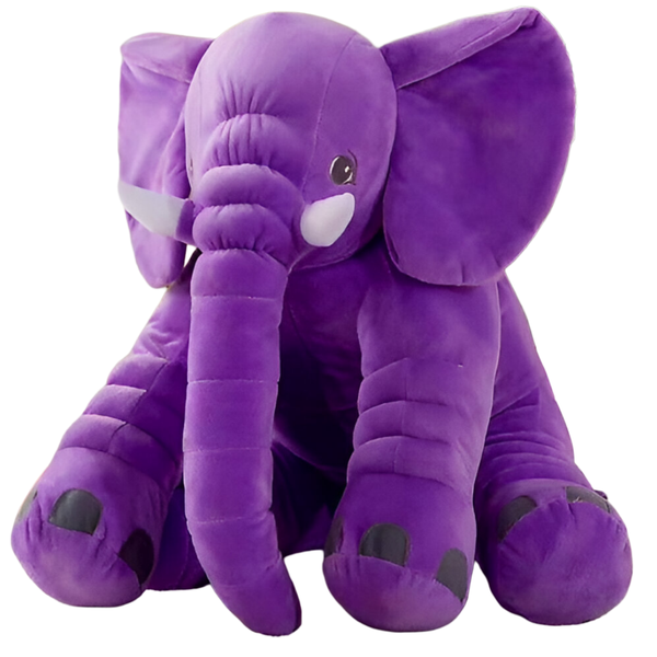 Little Elephant Baby Pillow - Soft Plush Support Cushion - Purple