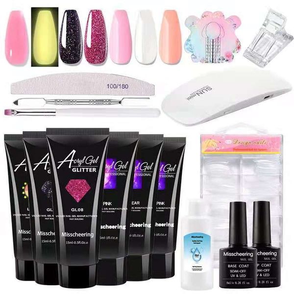 Acryl Gel Complete -Poly gel Set 3 Kit with Nail Lamp