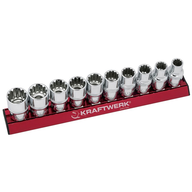 Kraftwerk Magnetic Rail Combi Socket Set 1/2-Inch Drive 10 Pieces ...