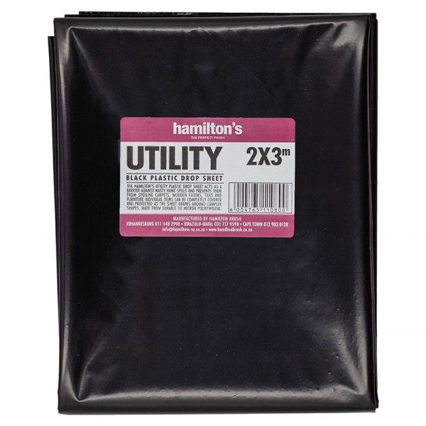 Bulk Pack 5 x Hamiltons Utility Drop Sheet - 2 Meter x 3 Meter - Black