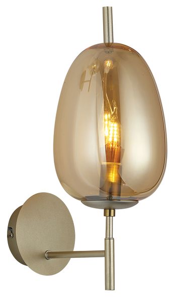 Matt Gold Indoor Wall Bracket with Amber Oval Glass Shade - WB409 Amber