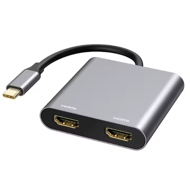 PowerTech 4K USB Type-C To Dual HDMI Adapter Includes USB3.0 and PD Port