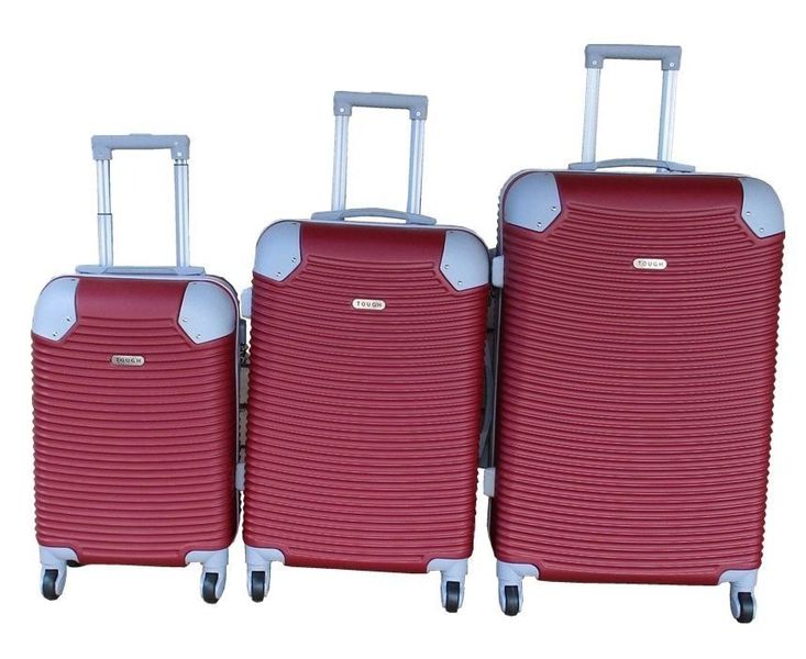 3-Piece Red ABS Luggage Set - Lightweight, Durable with Spinner Wheels