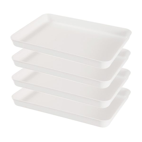 4 Pack Plastic Serving Tray Dinner Food Tray Reusable Rectangle for Snacks