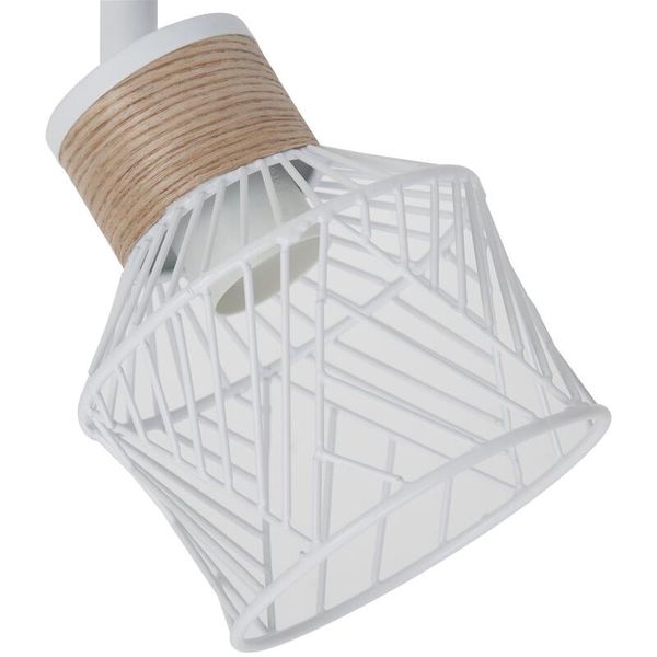 Inspire Single Metal &amp; Wood Spotlight Matte White E27