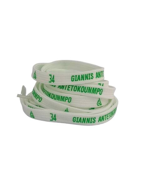 Flat Shoe Laces In Boxes - White Green