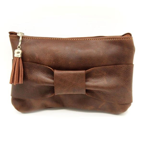 Minx Genuine Leather Bow Makeup Bags