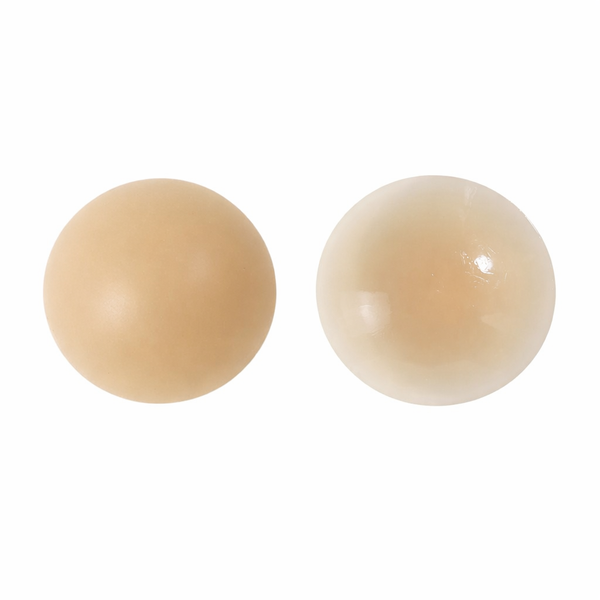 2 Pack - Invisible Silicone Round Reusable Nipple Covers - Dark Beige