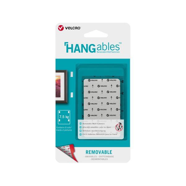 VELCRO® Brand HANGables™ 44mm x 76mm strips. white. 8pcs