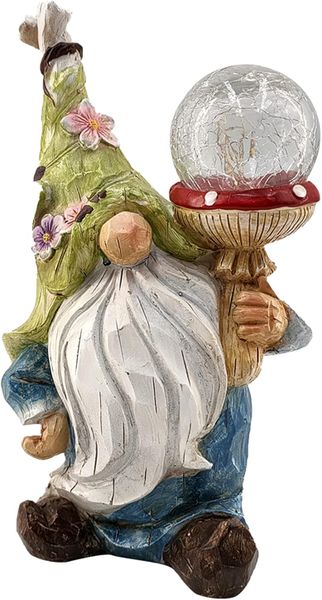 Decor Garden Resin Gnome Elf Statue Garden Ornament Solar 20cm