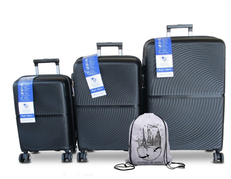 Begin Again Unbreakable Luggage Set with String Bag - 3-Pieces