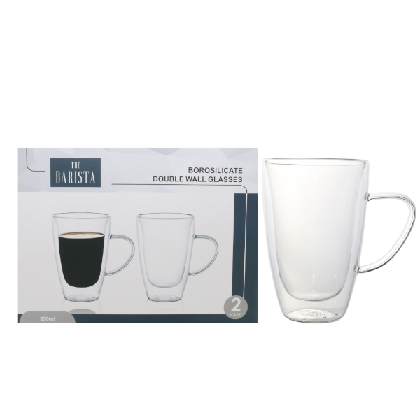 The Barista Double Wall Borosilicate 330ml Glasses - 2 Pack