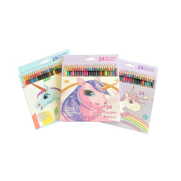 24 Colouring Pencils in a Unicorn Box (Set of 3)