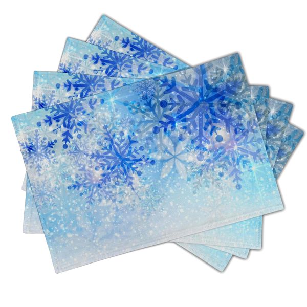 Winter Snow Scene Placemats Set of 4, for Kitchen Dining Room Decor