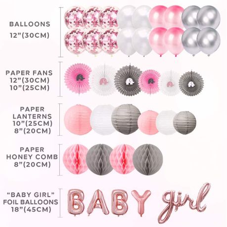 Elephant Baby Shower Decorations for Girl,Balloon Arch Garland Kit Pink and  Gray Backdrop Banner Balloon Boxes for It's a Girl Baby Shower,Baby Girl  Birthday Party Supplies 