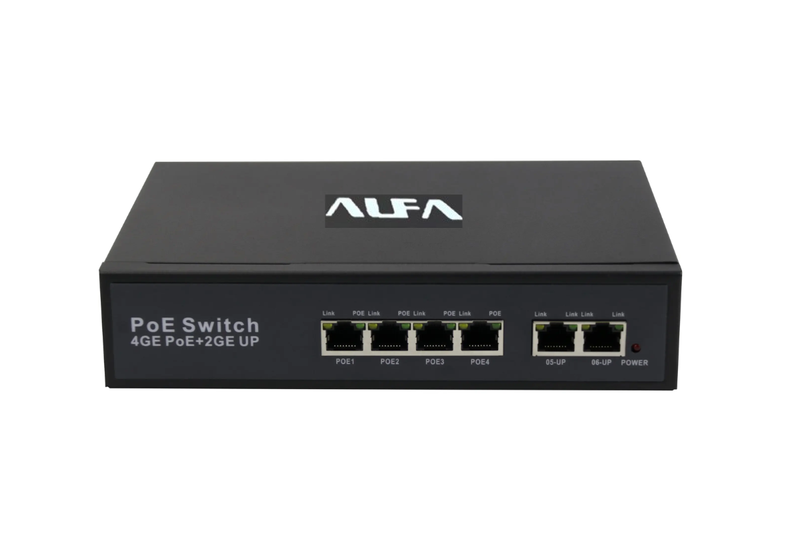 ALFA 6 Port 65W Smart PoE Switch 4 PORT 10/100/1000 + 1GBPS