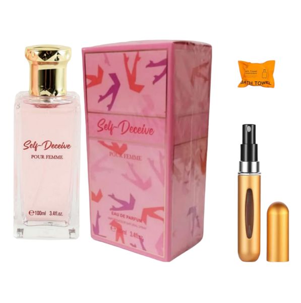 Self Deceive Pour Femme &amp; Mini Perfume Bottle &amp; Compressed Towel