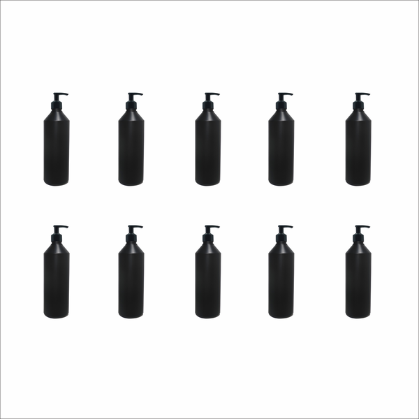 10 x 500ml Black Lotion Pump Bottles - Refillable HDPE for Skincare &amp; More