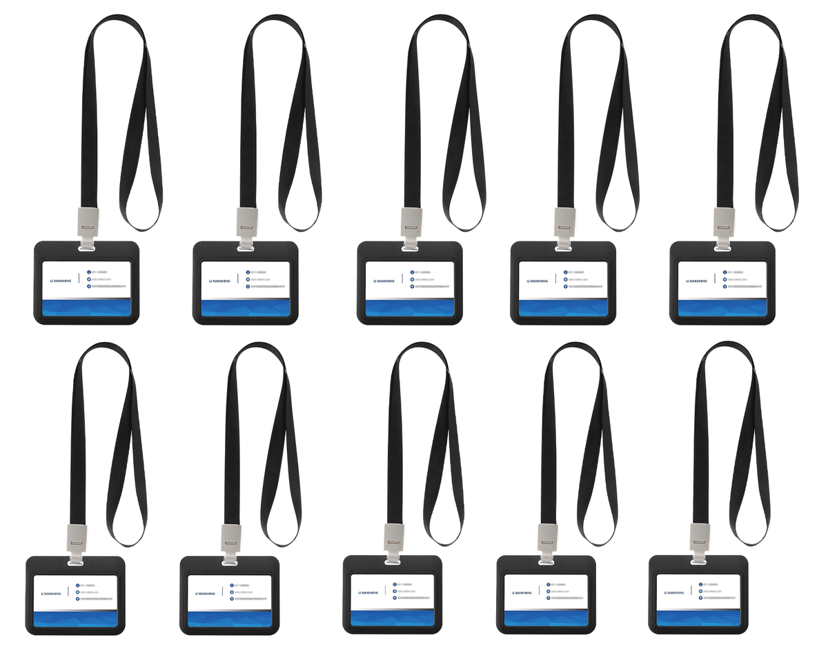 ARFAST 10 Pack Name Card ID Badge Holder With Lanyard Landscape 