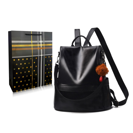 Anti-Theft Backpack for Women Waterproof PU Leather Bag & Gift Bag Image