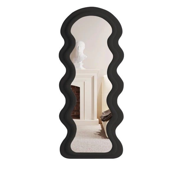 Floor Mirror with Stand, Full Length Irregular Wavy