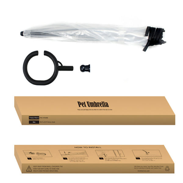 Transparent Dog Umbrella with Leash Hook - C-Shaped Handle, 72cm Diameter